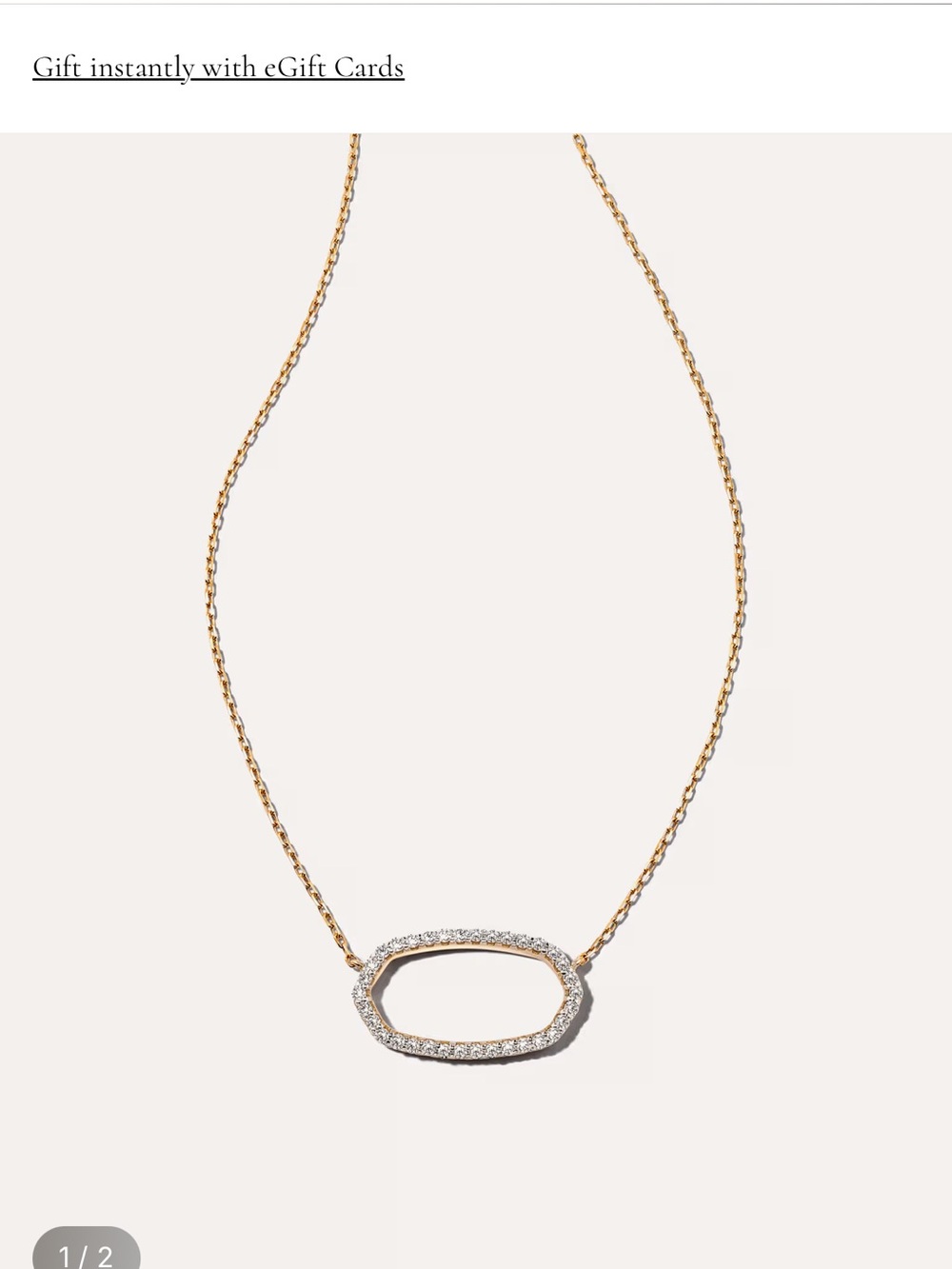 Kendra Scott Gold Pavé Oval Outline Necklace